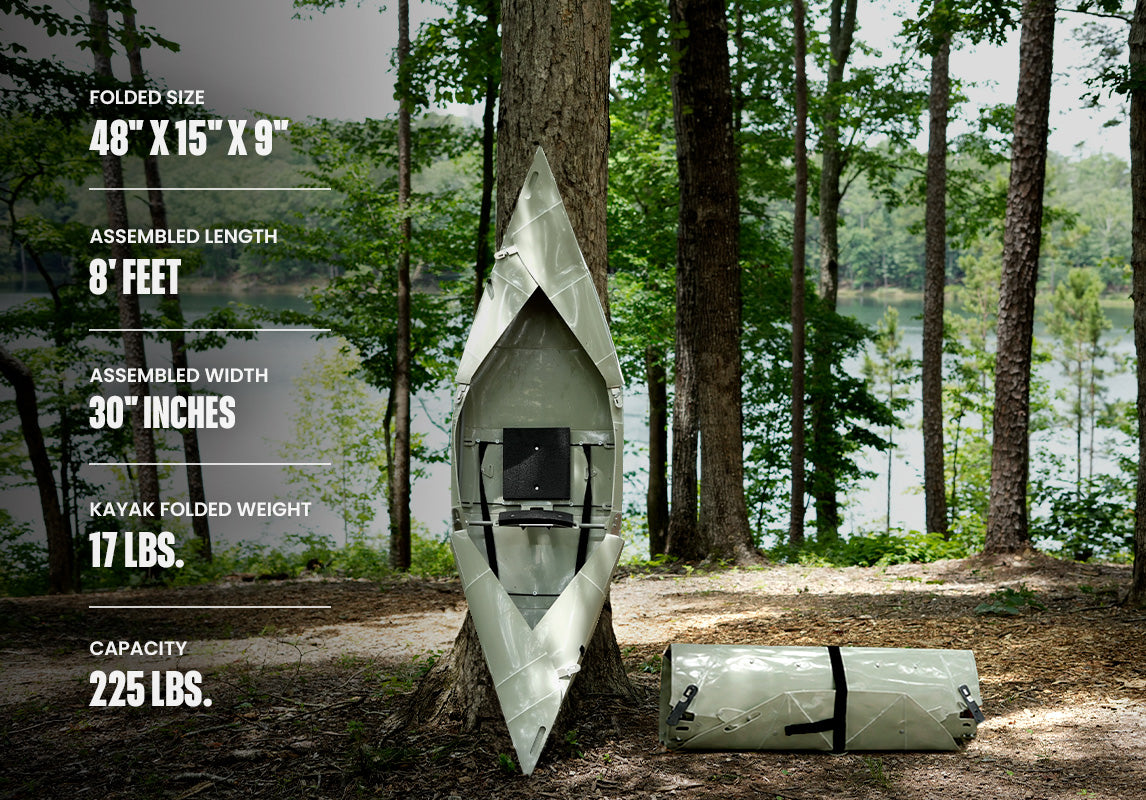 Tucktec Jr. 8 foot Foldable Kayak | Origami - 2 minute assembly | Folding Portable Kayak