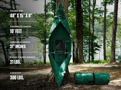 Folding Kayak | Pro Hard-Shell | 2-minute Set-up | Foldable, Portable Kayak