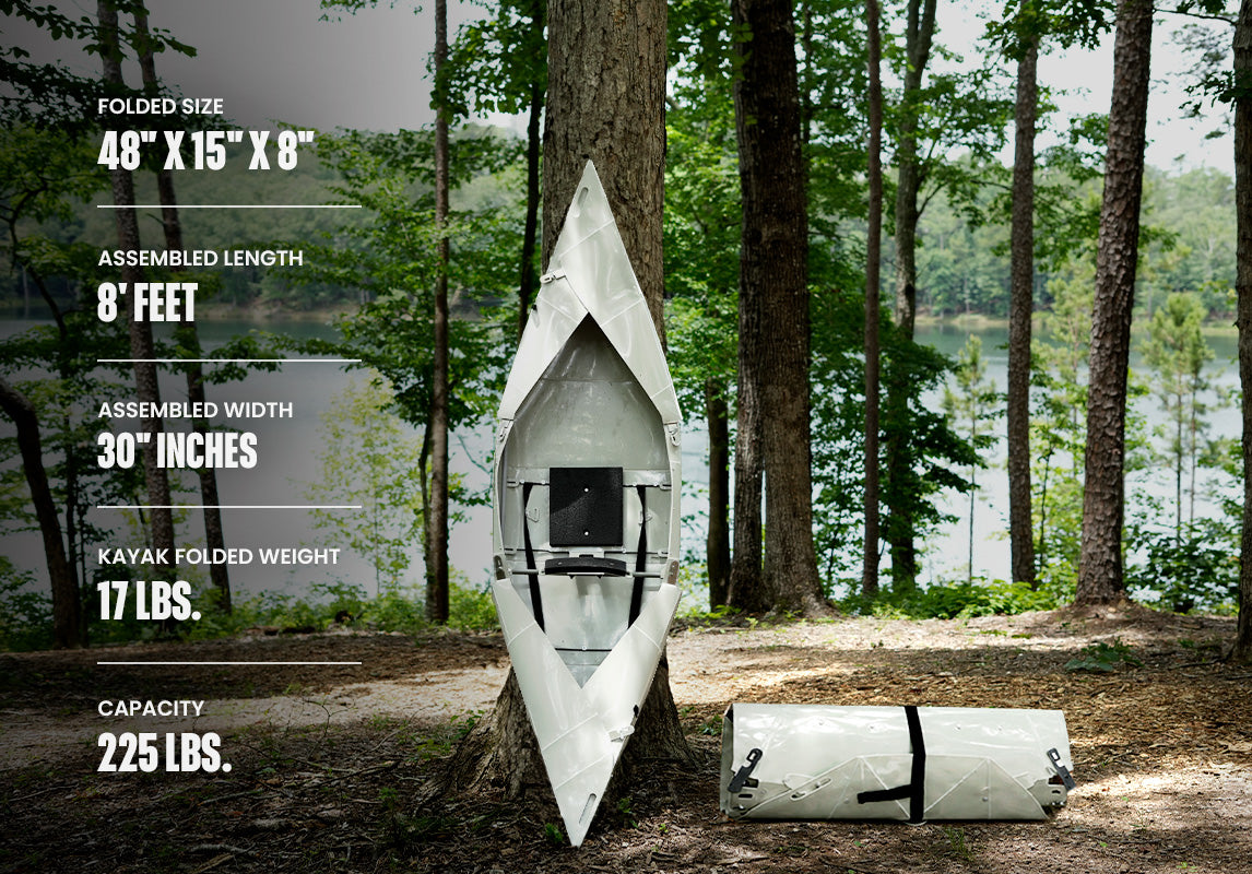 Tucktec Jr. 8 foot Foldable Kayak | Origami - 2 minute assembly | Folding Portable Kayak
